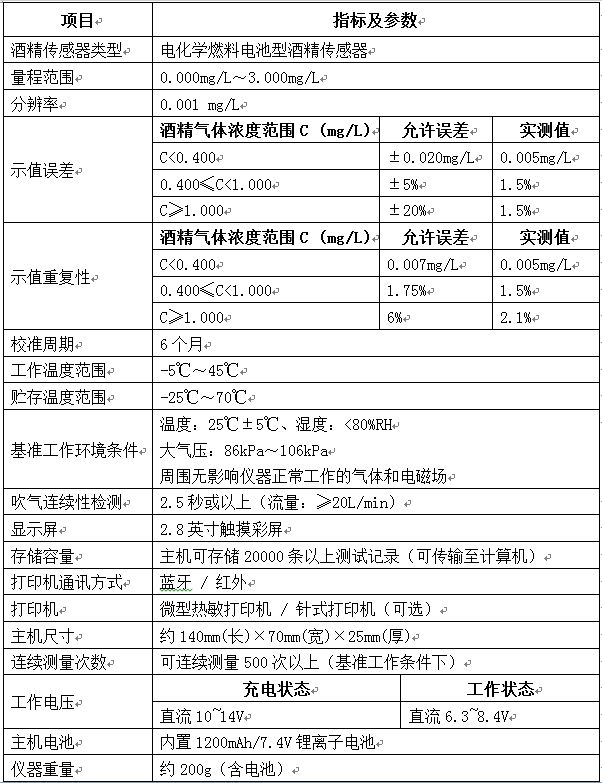 dh7 酒精检测仪参数