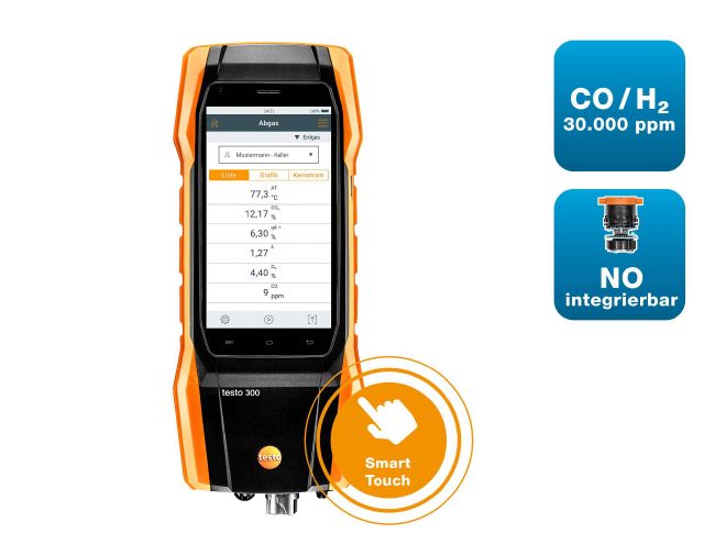 德图 testo 300 Lo<i></i>nglife - 烟气分析仪（O2，CO带H2 补偿高达30,000 ppm，可加装 NO/NO low传感器）