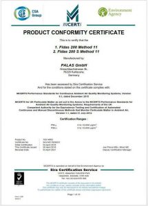 图3：Fidas®200的MCERTS / DEFRA批准证书